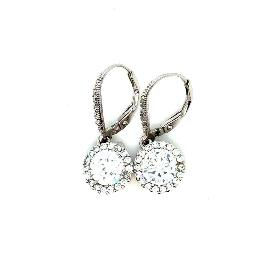 925 Silver Cz Dangle Earrings