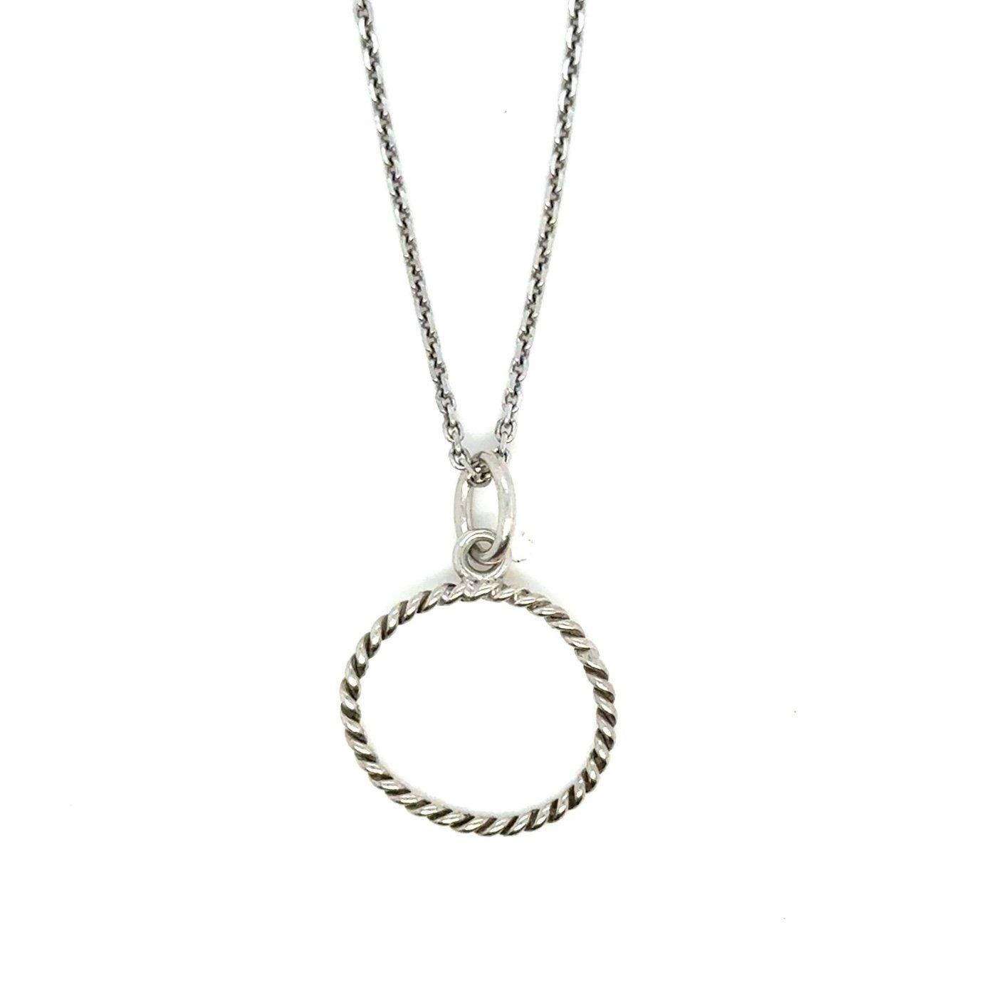 Sterling Silver Rope Circle Pendant Necklace