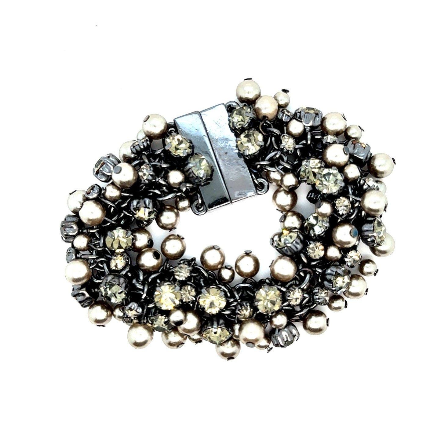 Magnetic Rhinestones/Pearl Bracelet
