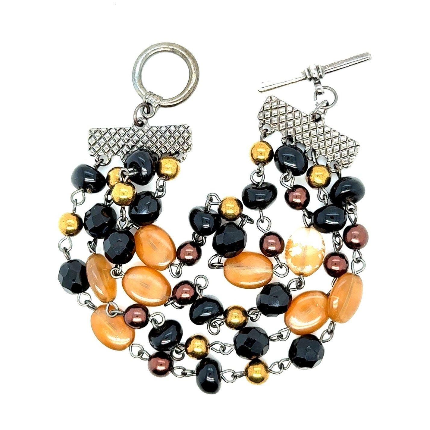 Multi-Strand Black/Brown Toggle Bracelet