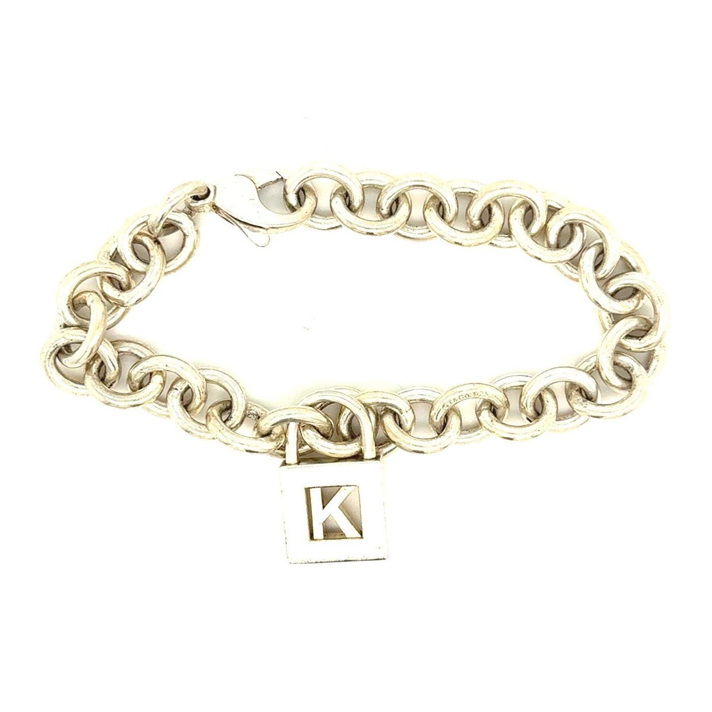 T&Co. 925 Initial Padlock K Charm Bracelet