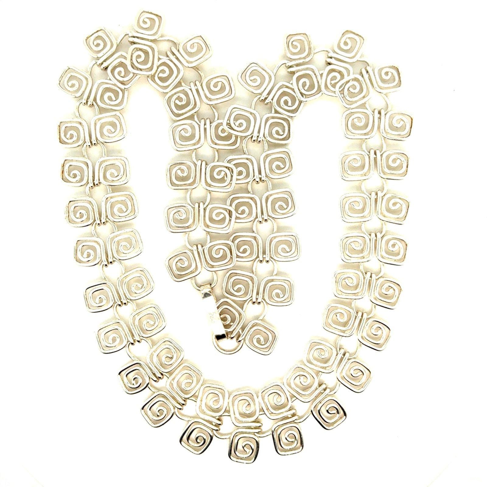 Lovely 925 Mexico Sterling Silver Swirl Necklace