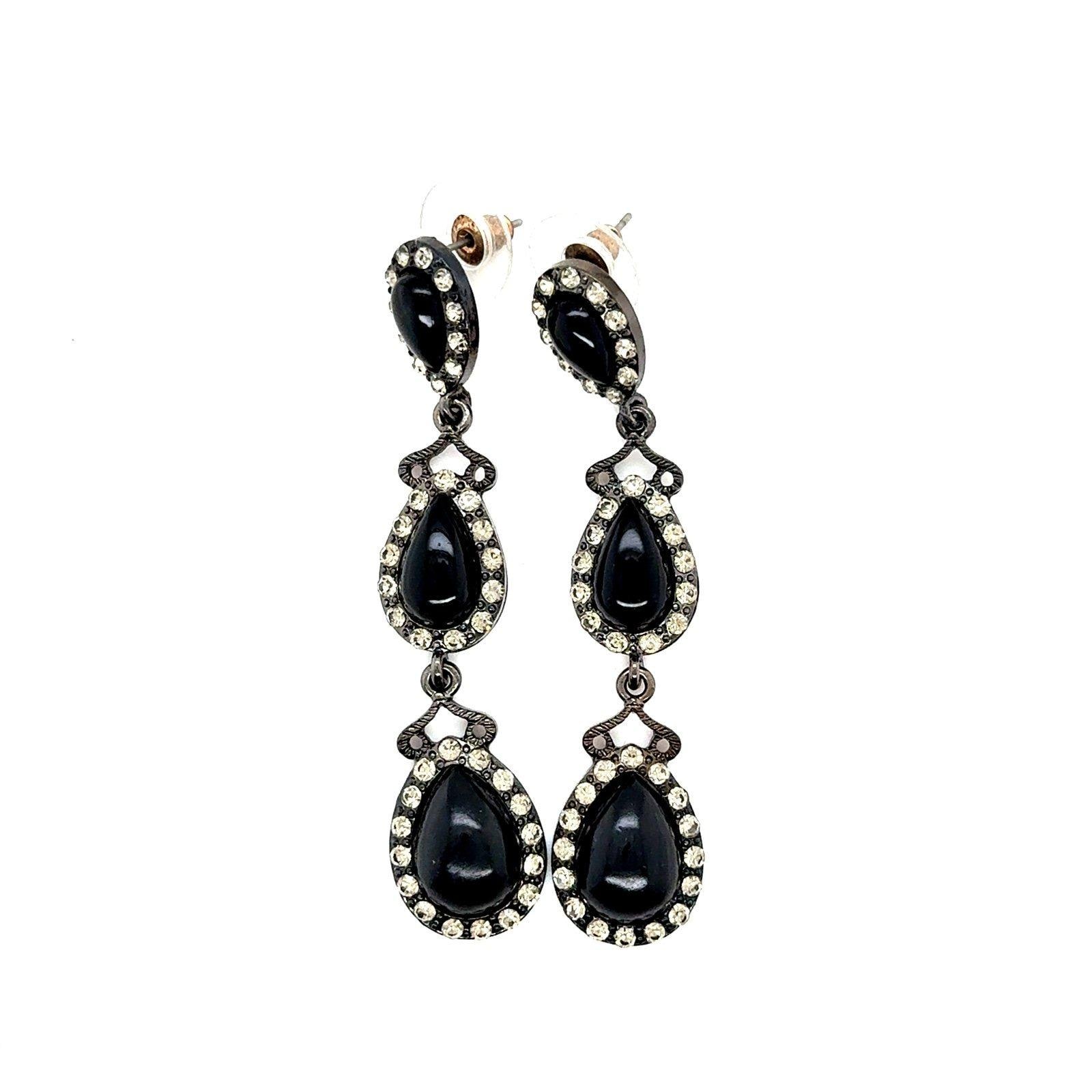 Black Stone Dangle Earrings