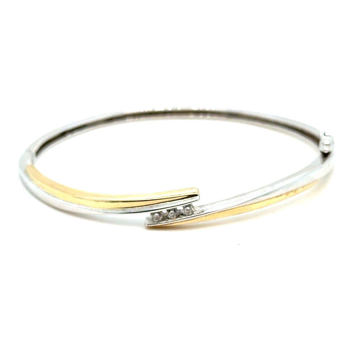 10K Two-Tone Gold Diamond Bangle Bracelet