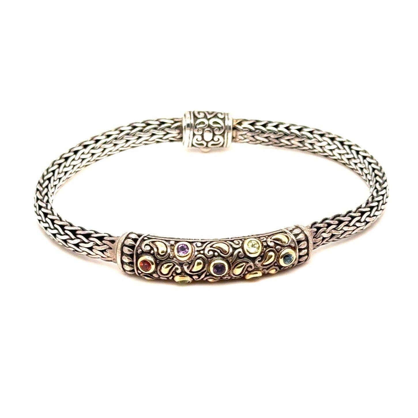 925 18K Gold Multi-stones Wheat Bracelet