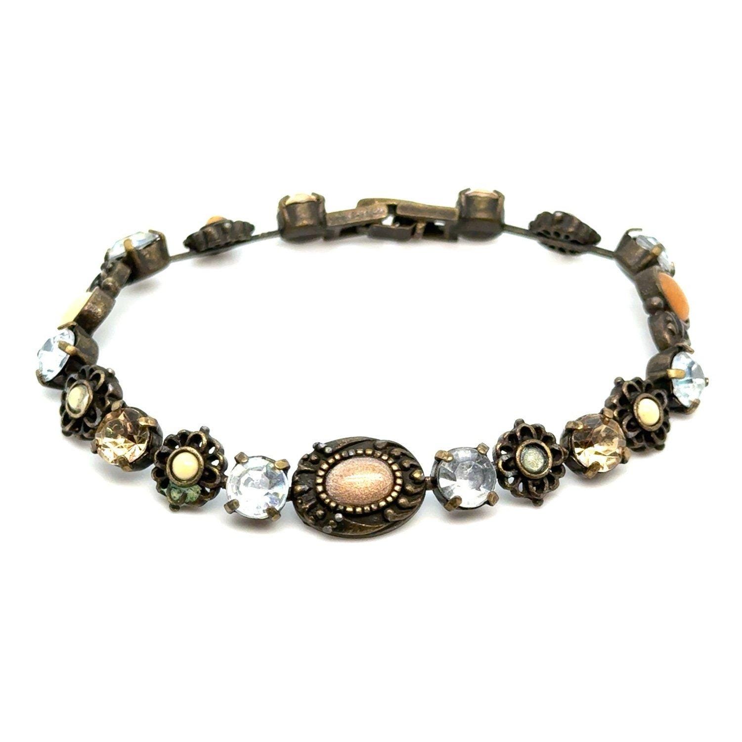 Rhinestones & Floral Bracelet