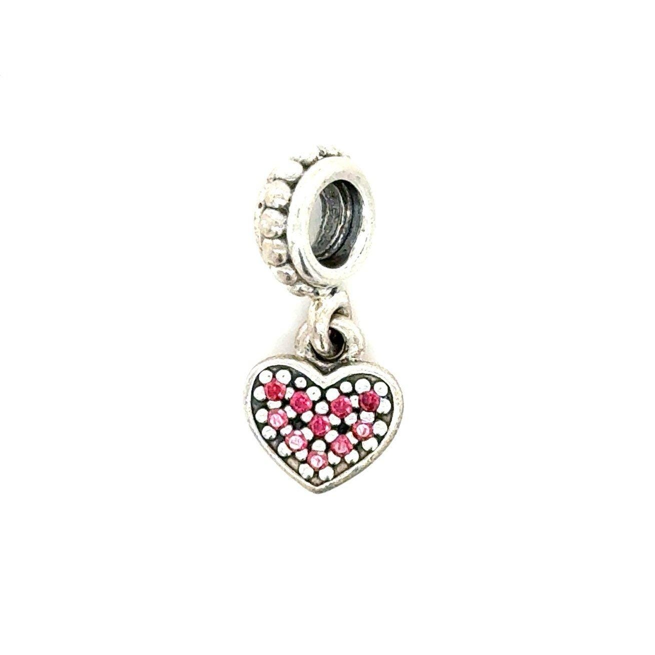 Pandora Pave Red Cz Heart Dangle Charm
