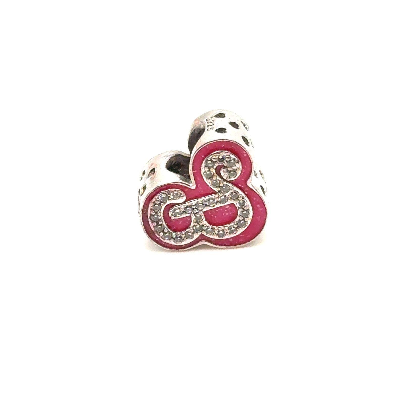 S925 Pink Pave B Charm