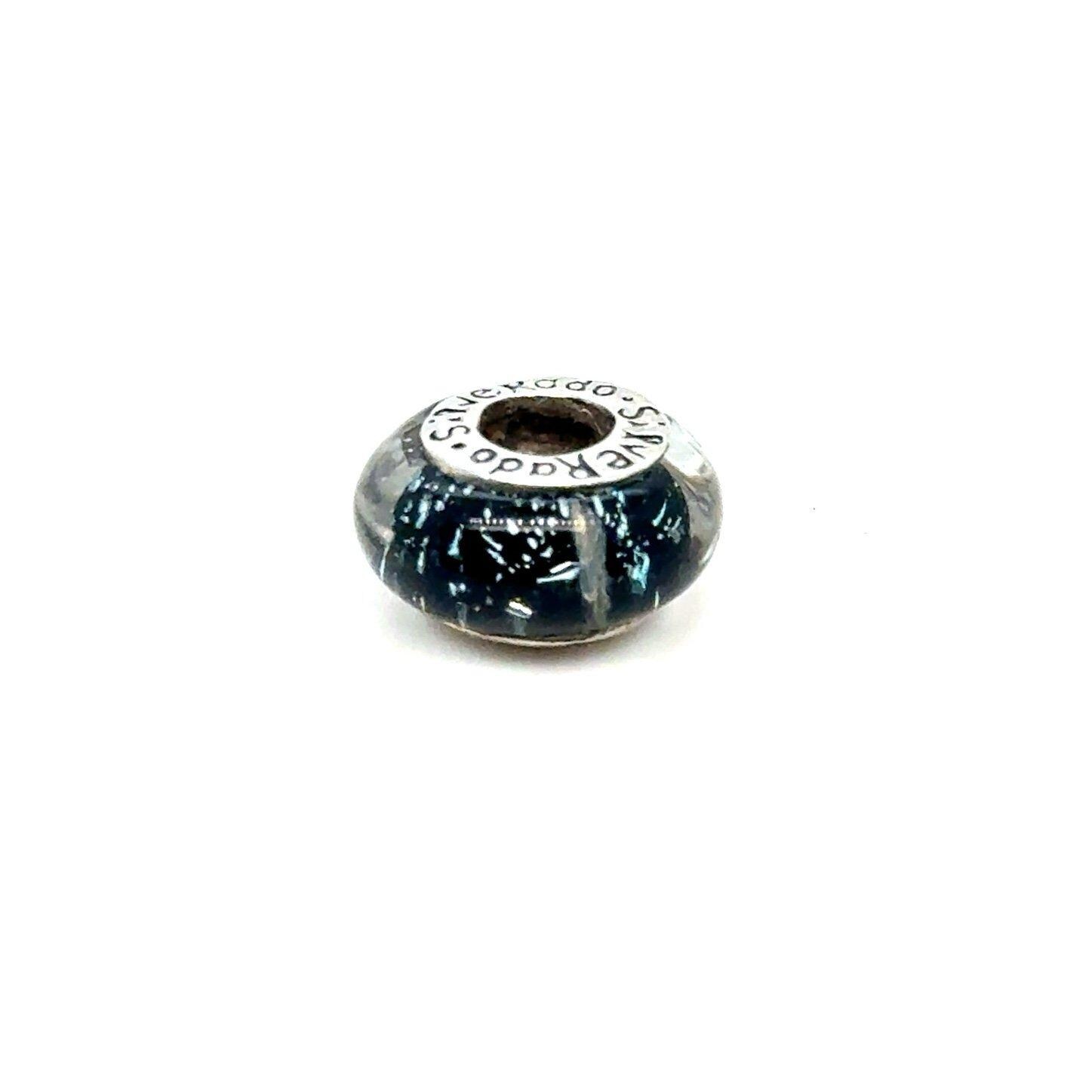 Silverado 925 Black/White Spec Murano Glass Charm