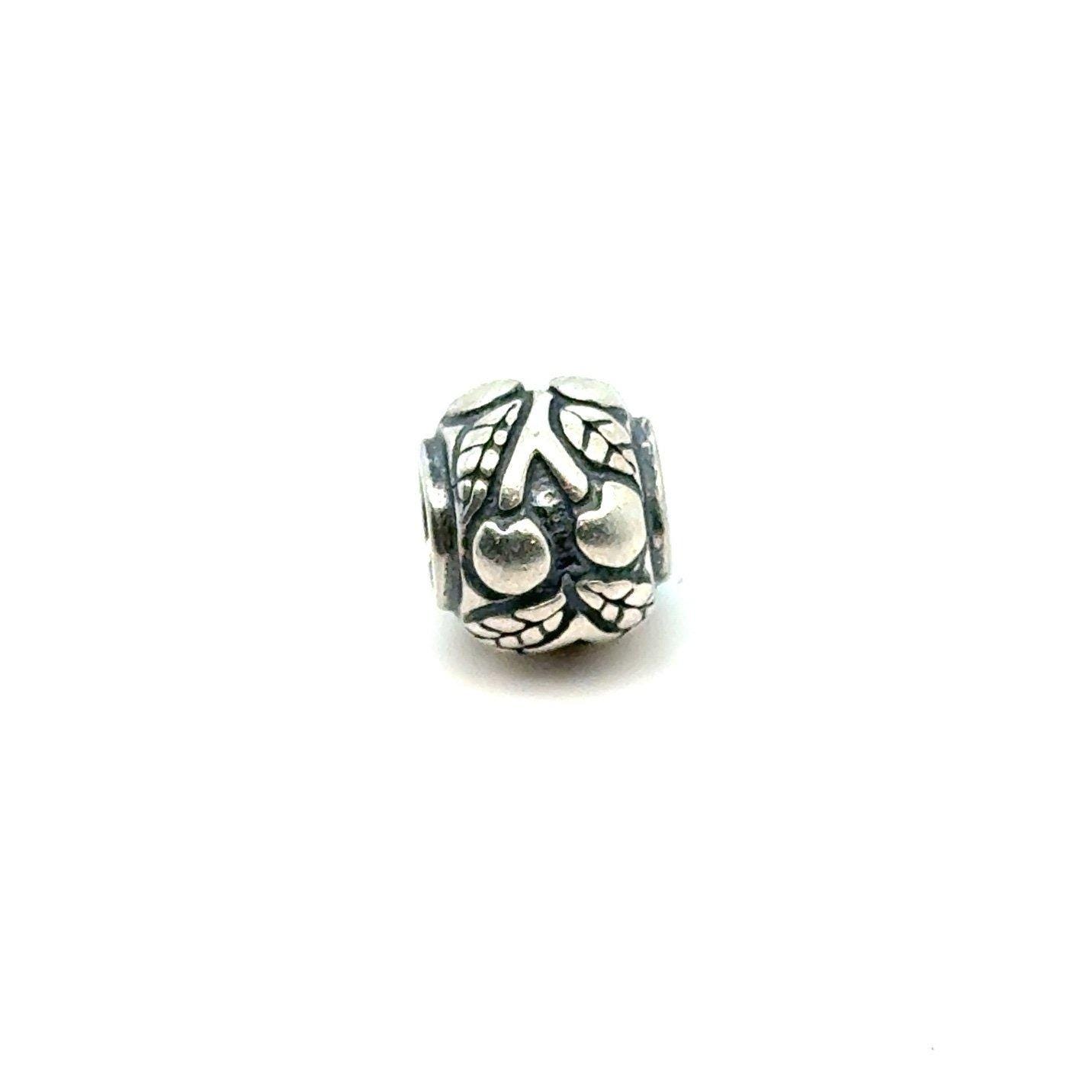 Silver Cherry Round Charm