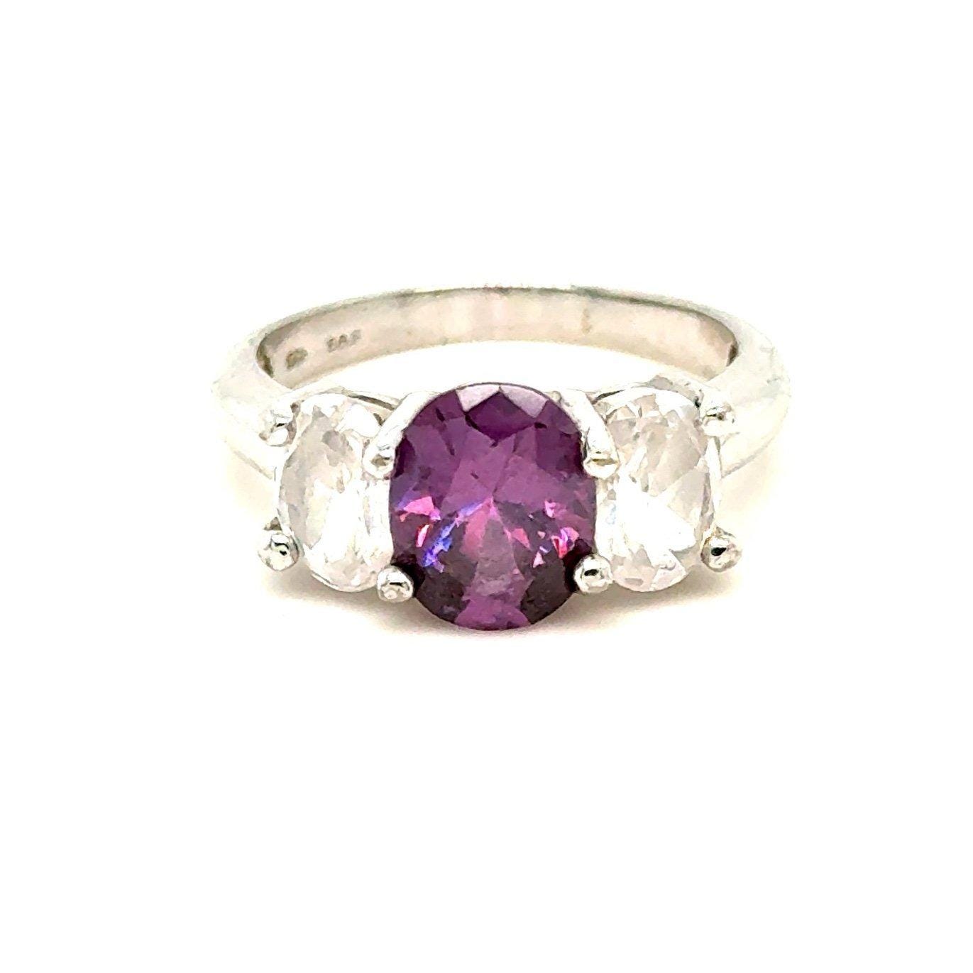 925 Silver Amethysts/Cz Ring