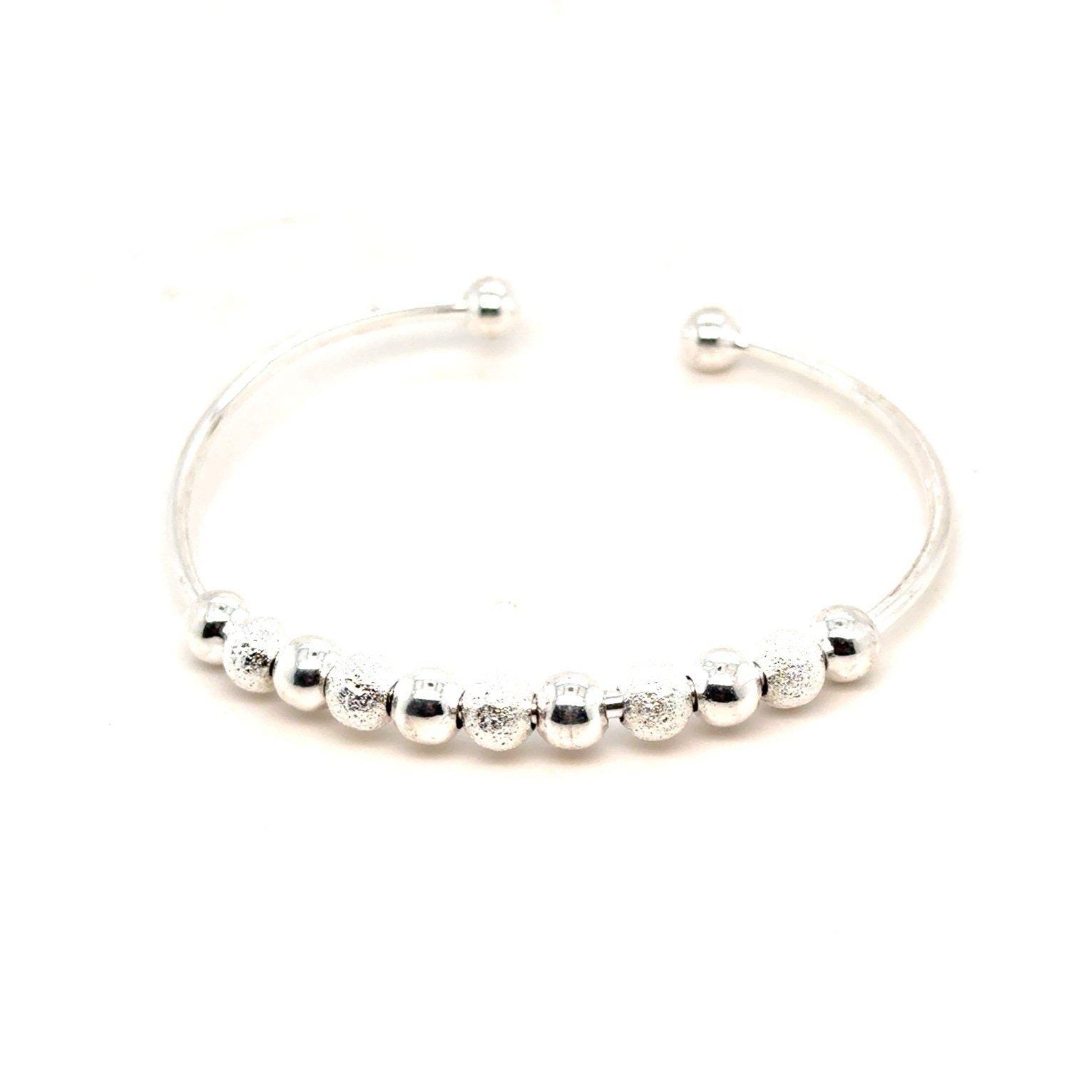 Silver Beaded Open Cuff