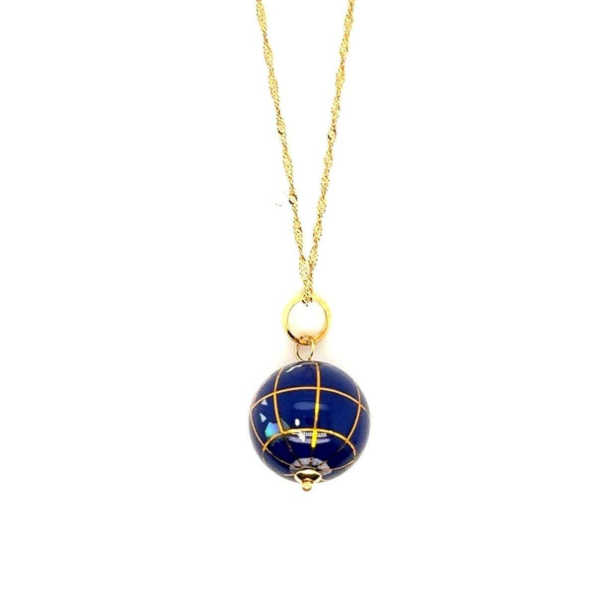 14K Gold Globe Pendant Necklace