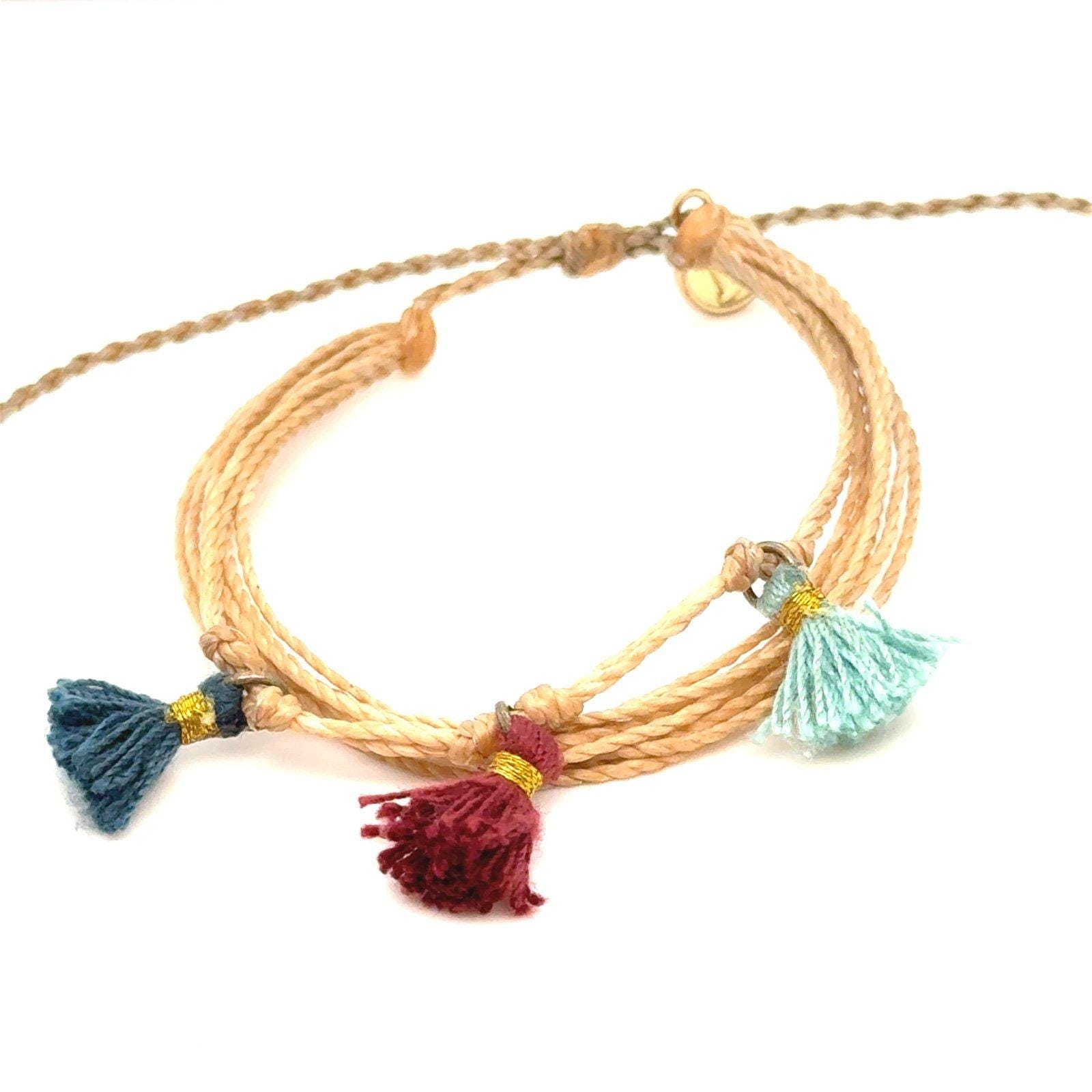 Pura Vida 3-Colored Fringe Charms Bracelet