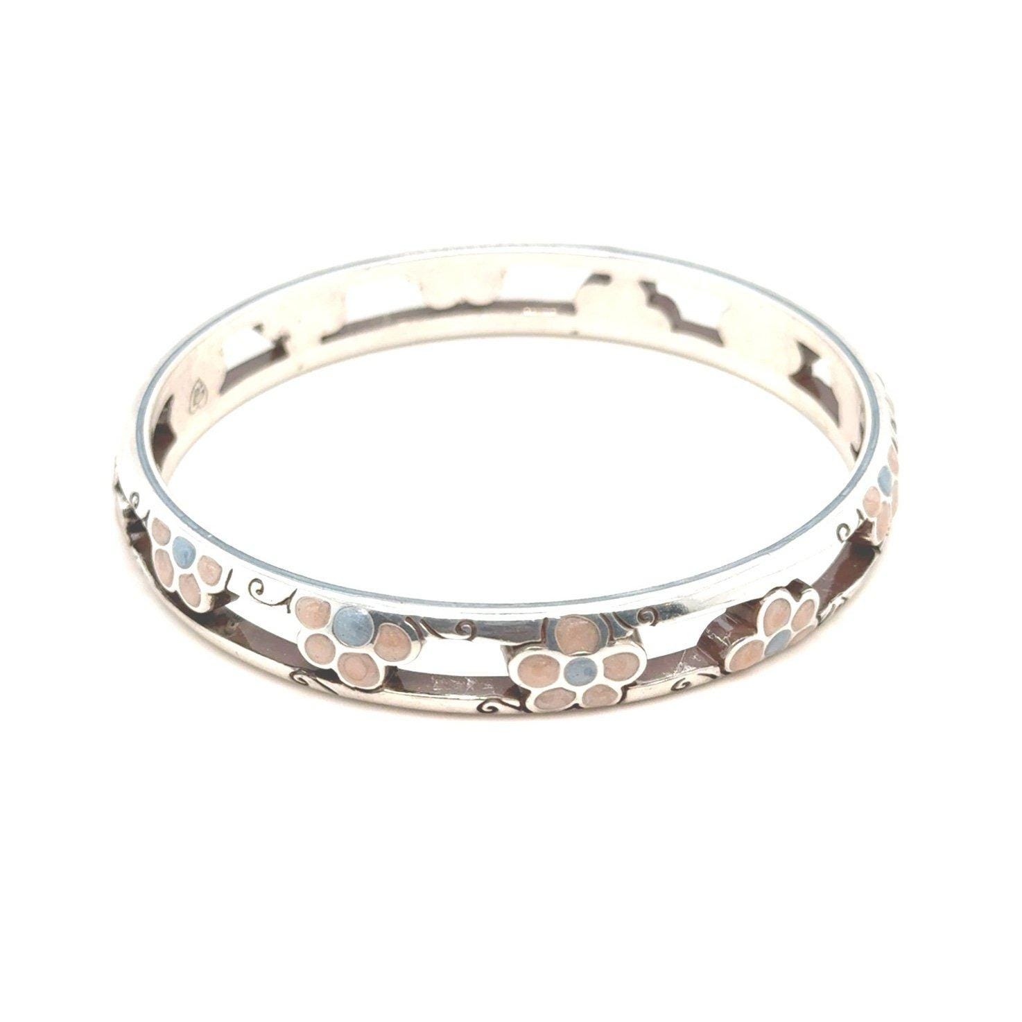 Brighton Pink/Blue Enamel Flower Bangle Bracelet