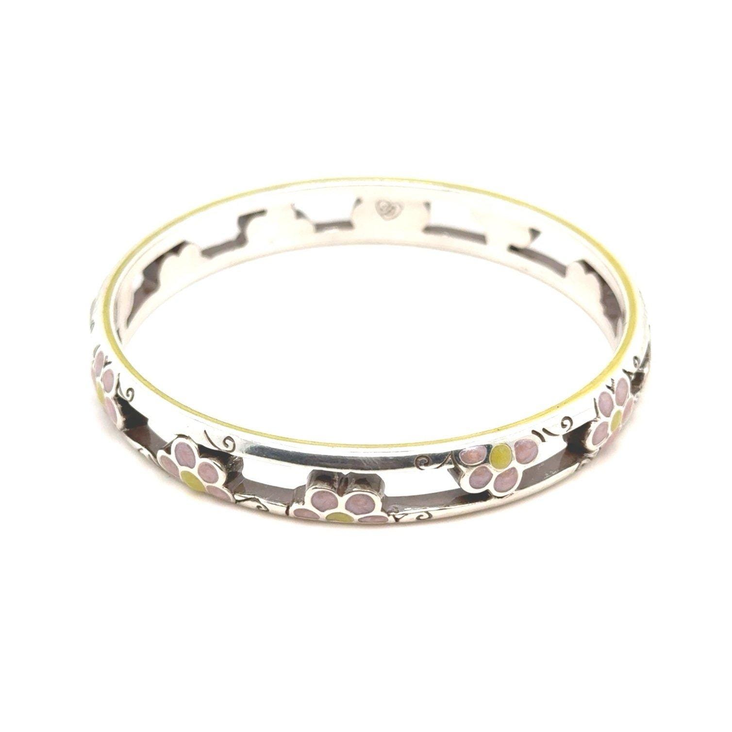 Brighton Pink/Yellow Enamel Flower Bangle Bracelet
