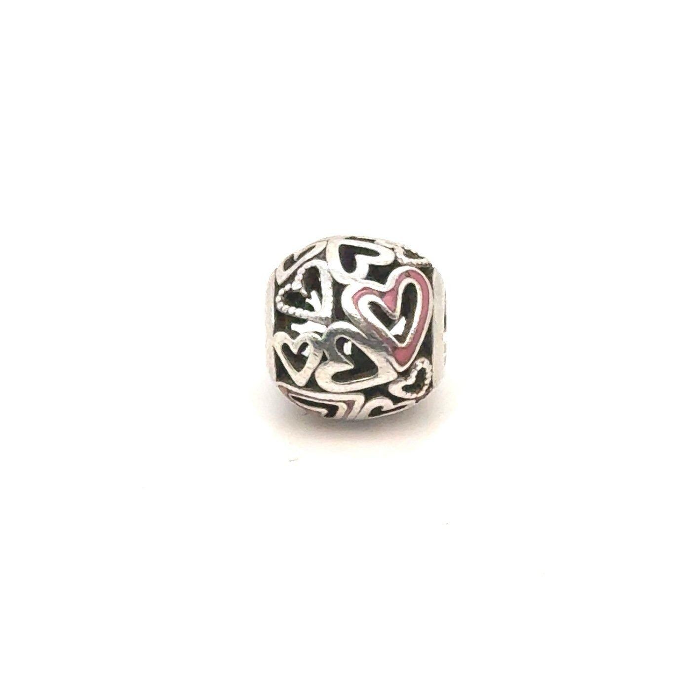 Pandora Pink Enamel Cut Out Hearts Charm
