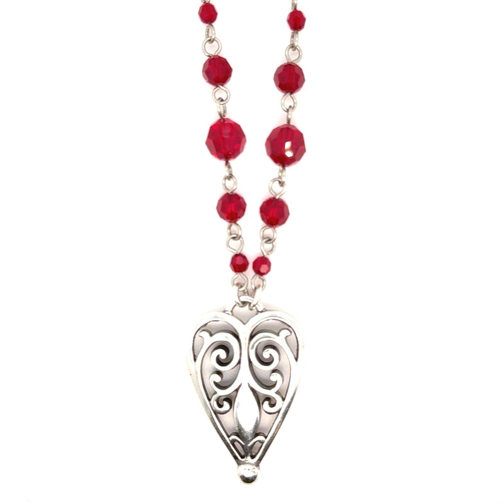 Brighton Scroll Garnet Heart Necklace