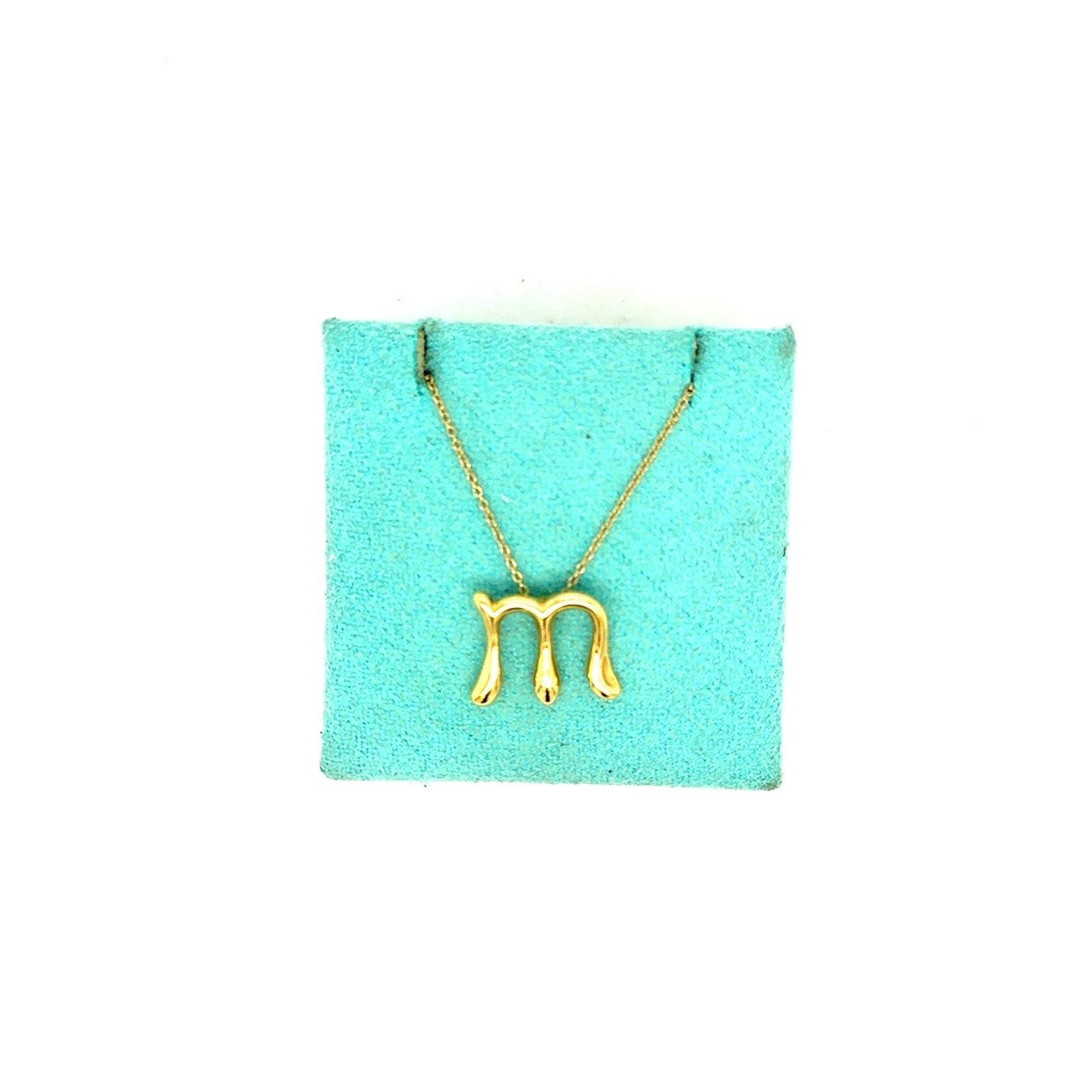T&Co. 18K Gold Small Alphabet Pendant Necklace
