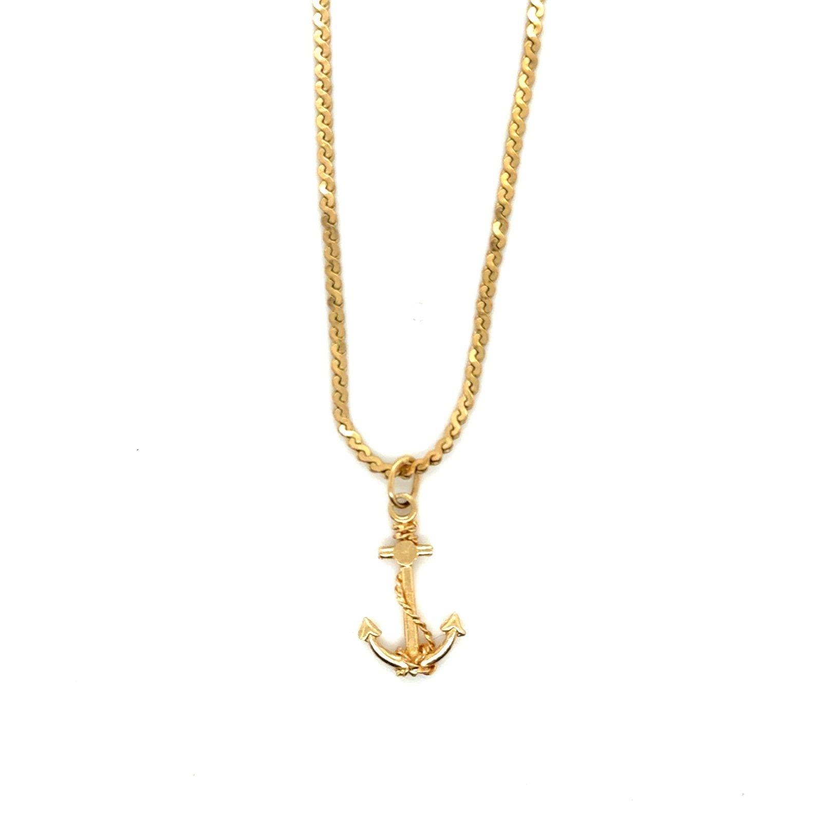 Gold Color Anchor Necklace