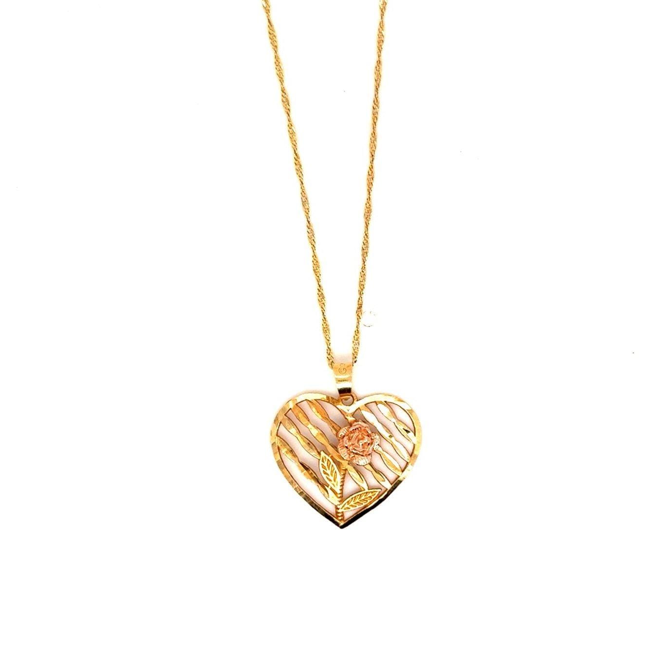 10K Gold Heart/Rose Necklace