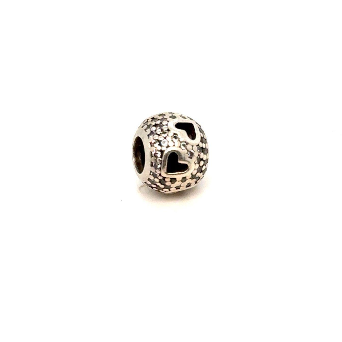 Silver Cut-Out Heart Cz Charm