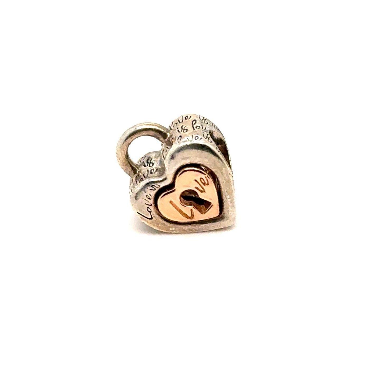 Pandora Two Tone Padlock Splittable Heart Charm