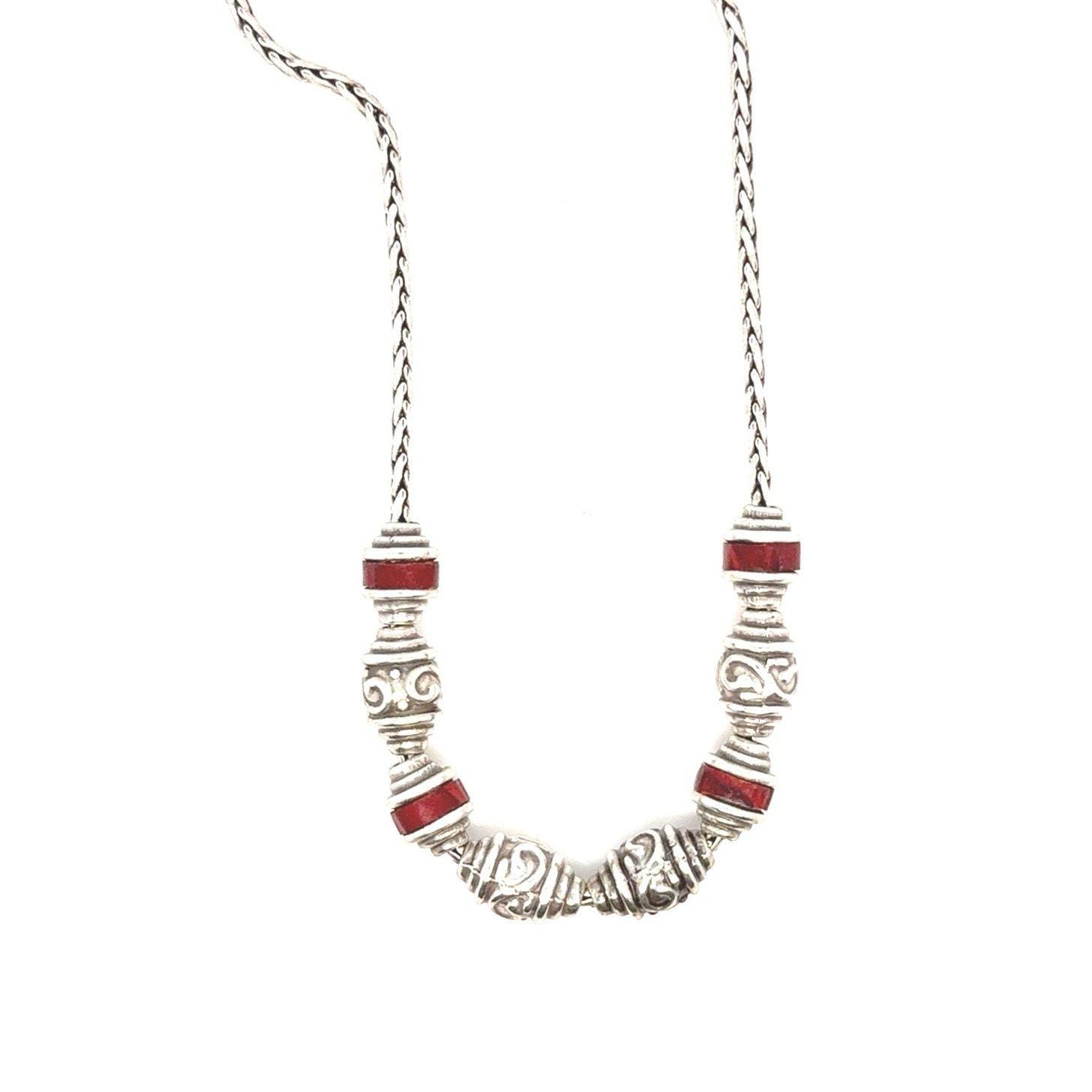 Brighton Red Barrel Link Necklace
