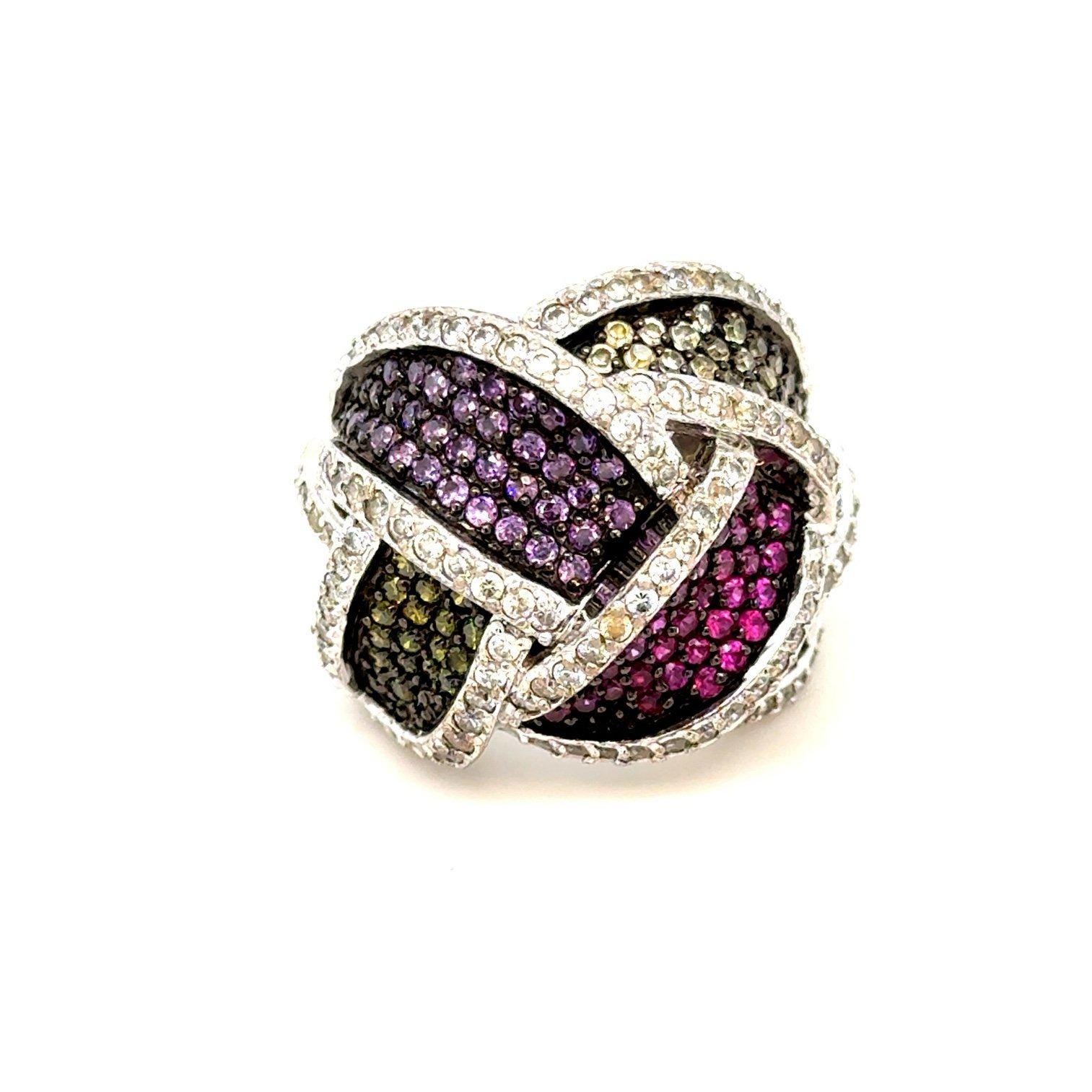 Showstopper 925 Silver Multicolor Stones Ring