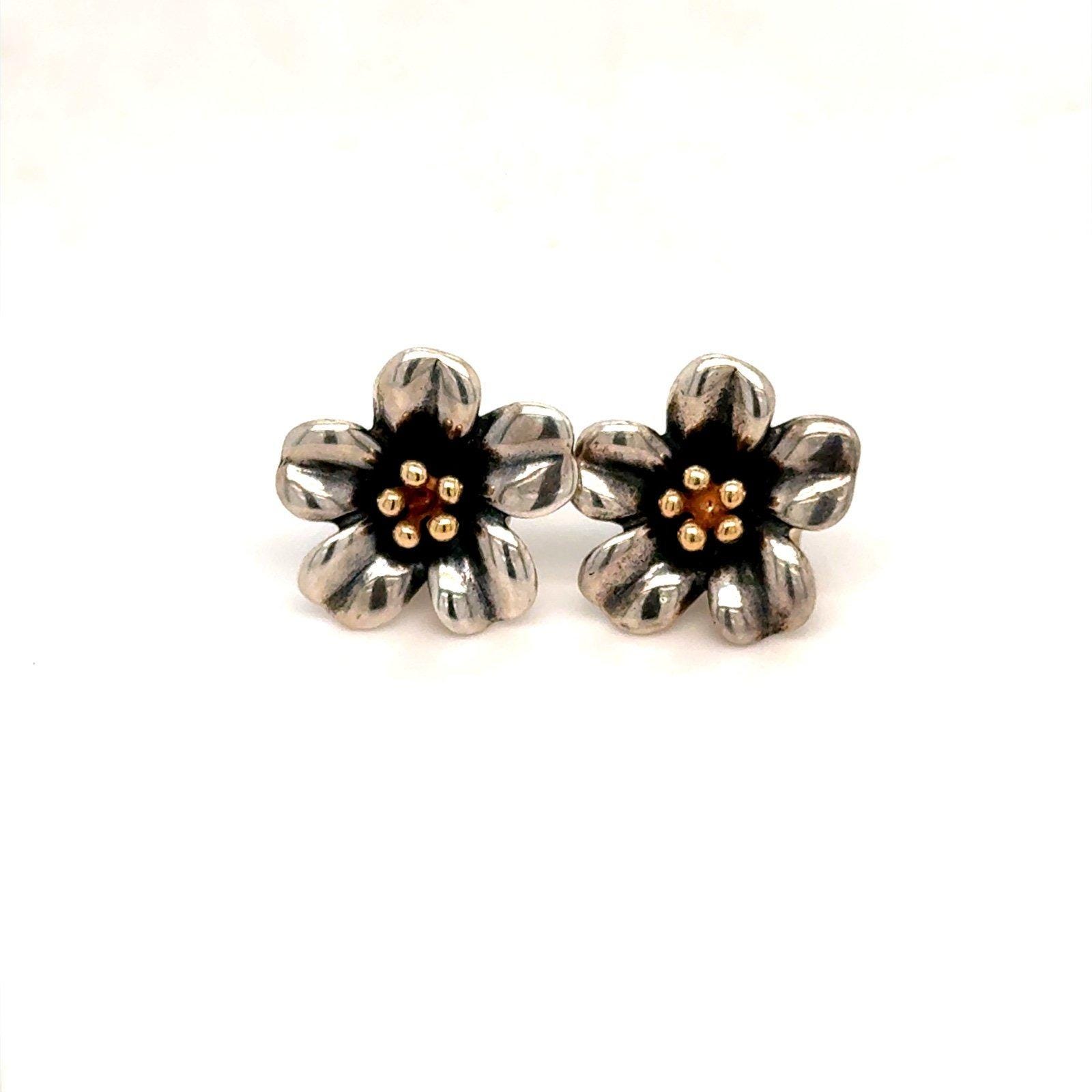 James Avery 925 18K Flower Stud Earrings