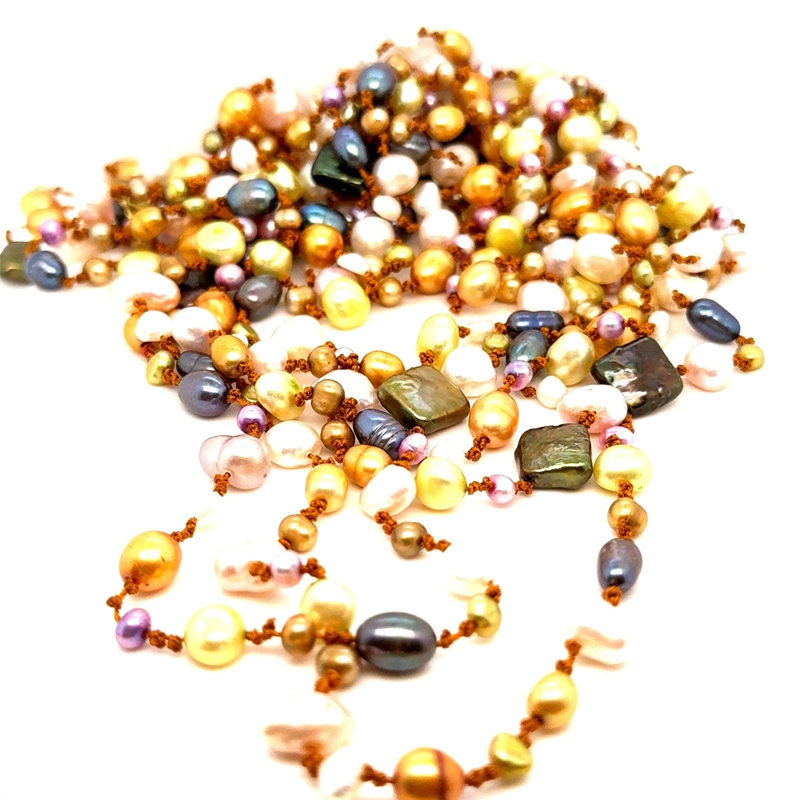 Multi Strand Multicolor Pearls Necklace
