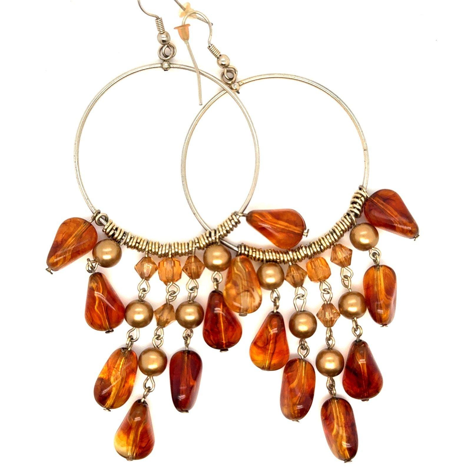 Brown Stones Dangle Earrings