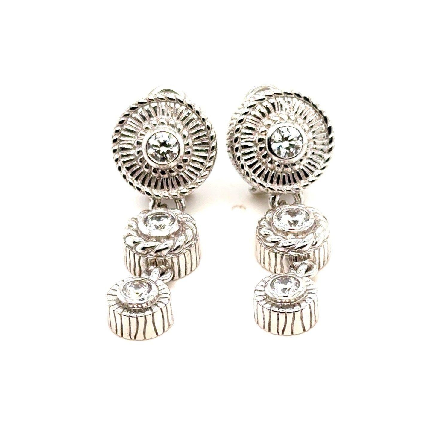 Judith Ripka 925 Cz Dangle Earrings