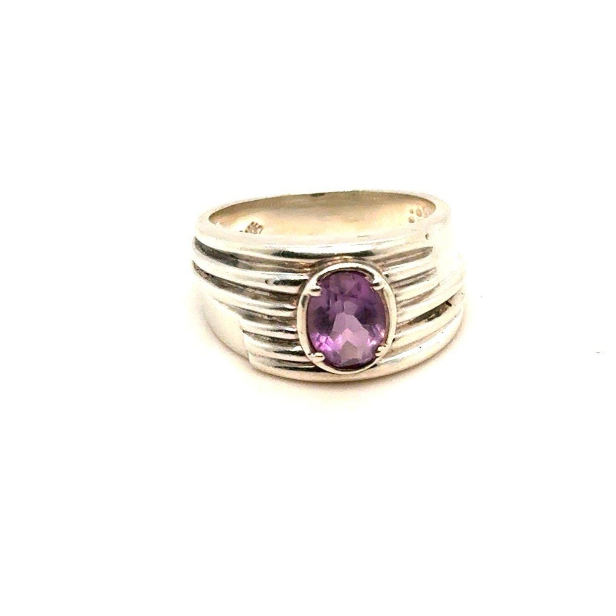 Silver 925 Oval Shaped Amethyst Ring