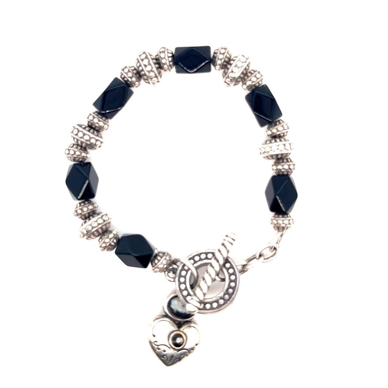 Brighton Black Bead Heart Toggle Bracelet