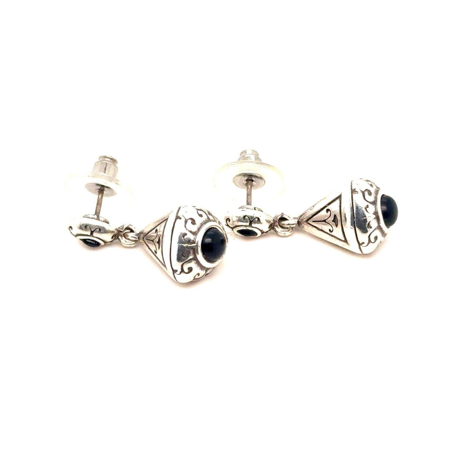 Brighton Tubular Drop Black Stone Earrings