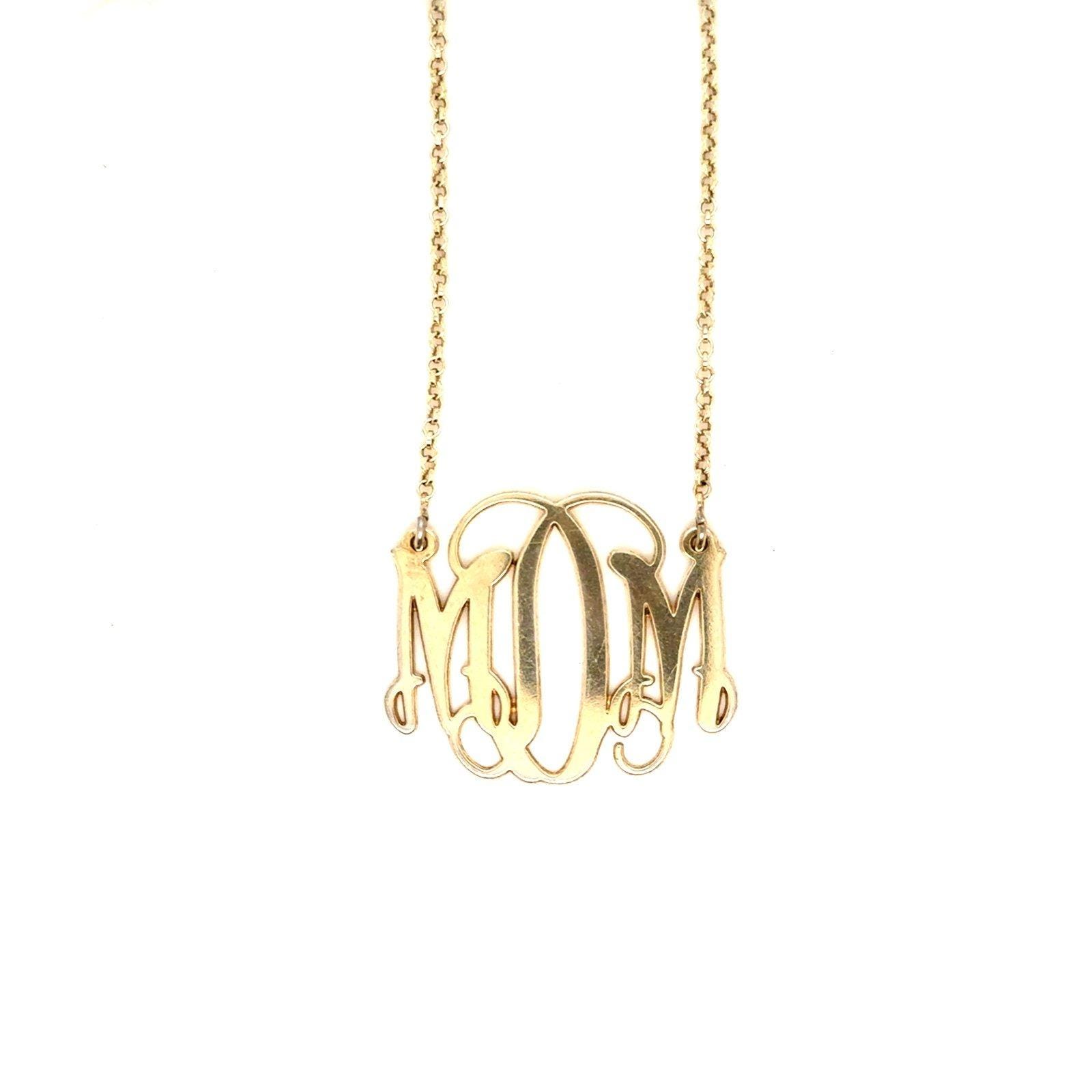Gold Over Silver 925 Mom Monogram Necklace
