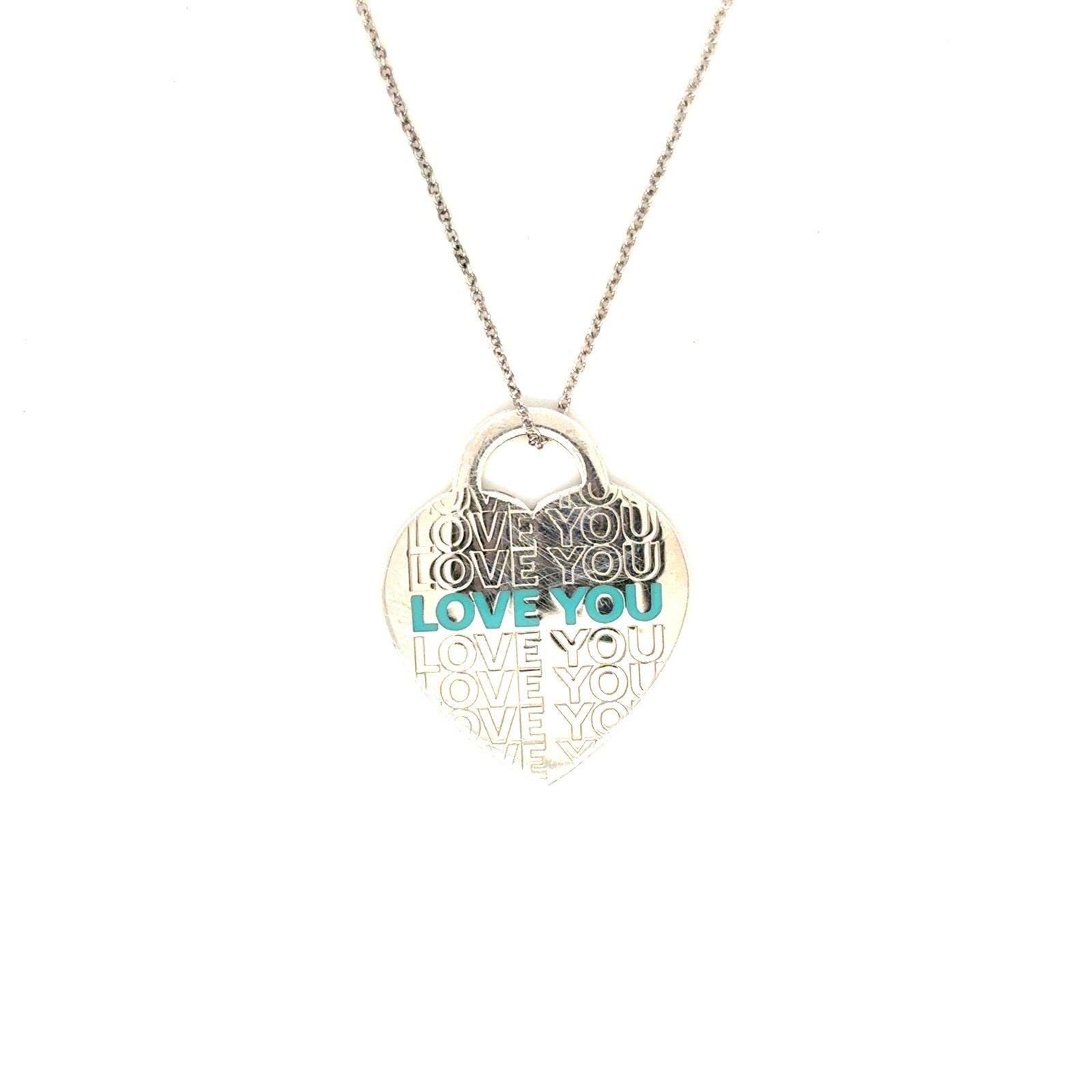 T&Co. 925 Enamel Love You Heart Pendant Necklace
