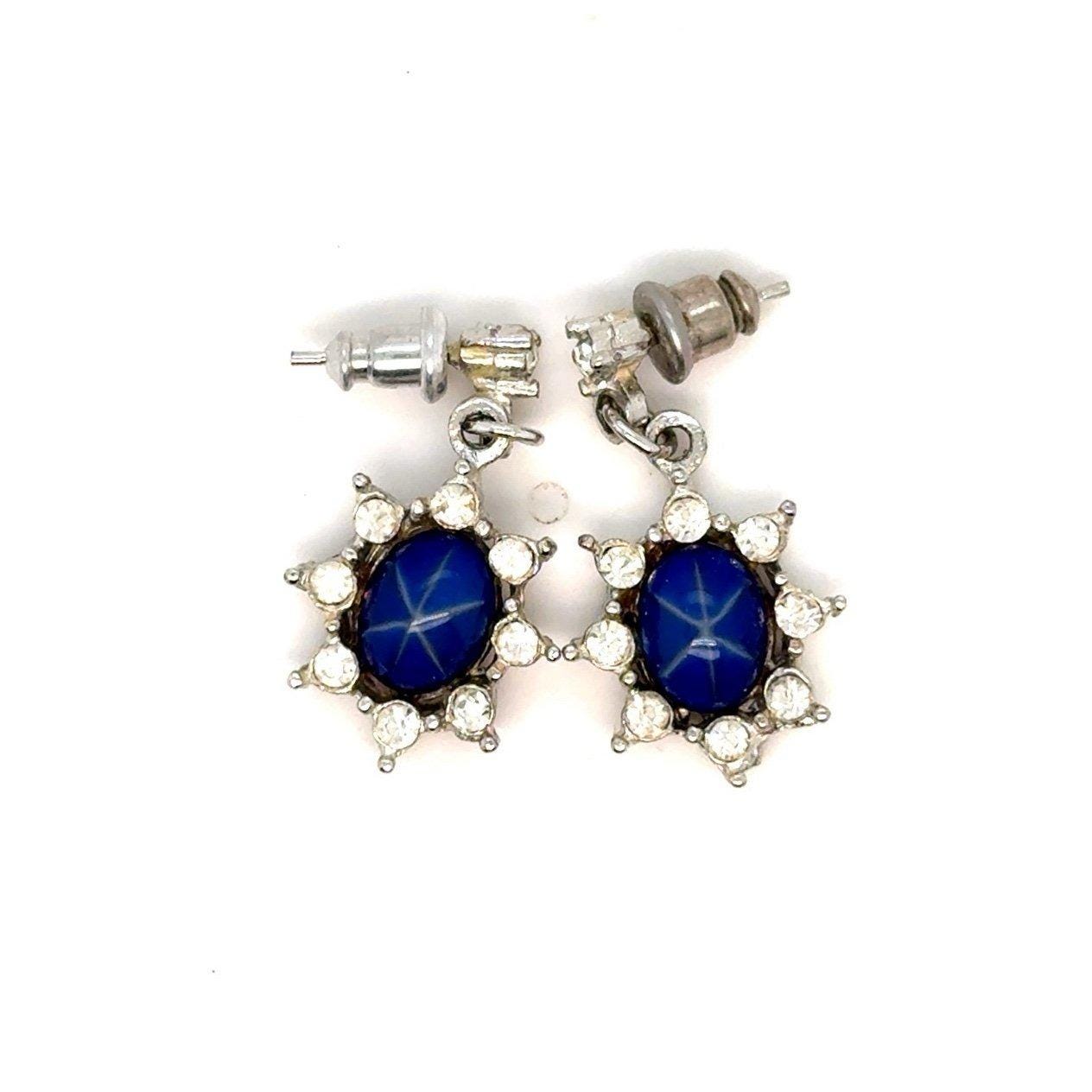 Blue Star Sapphire Earrings