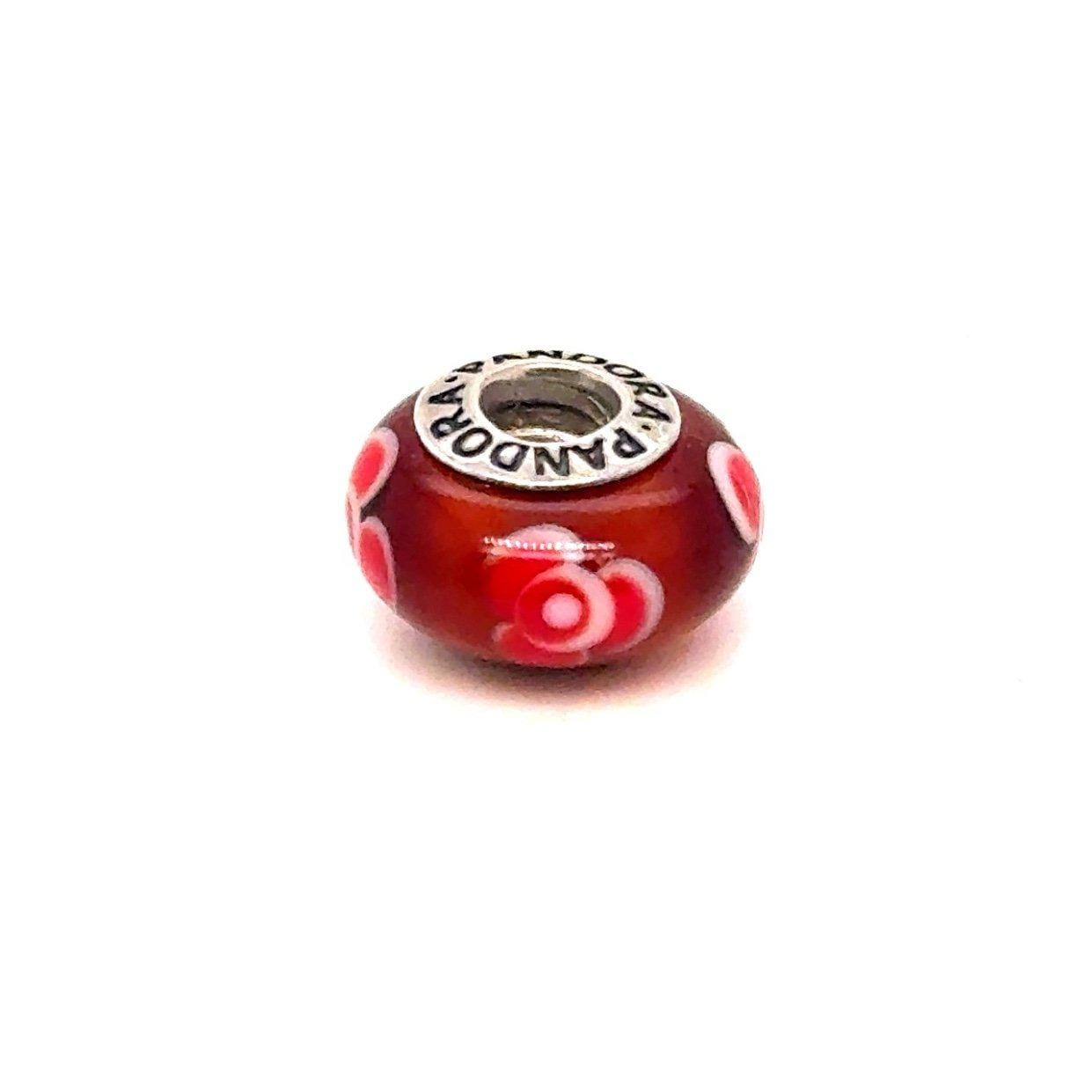 Pandora Flower Red Murano Glass Charm