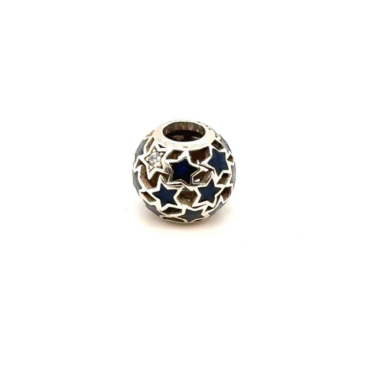 Blue Enamel Silver 925 Stars Charm