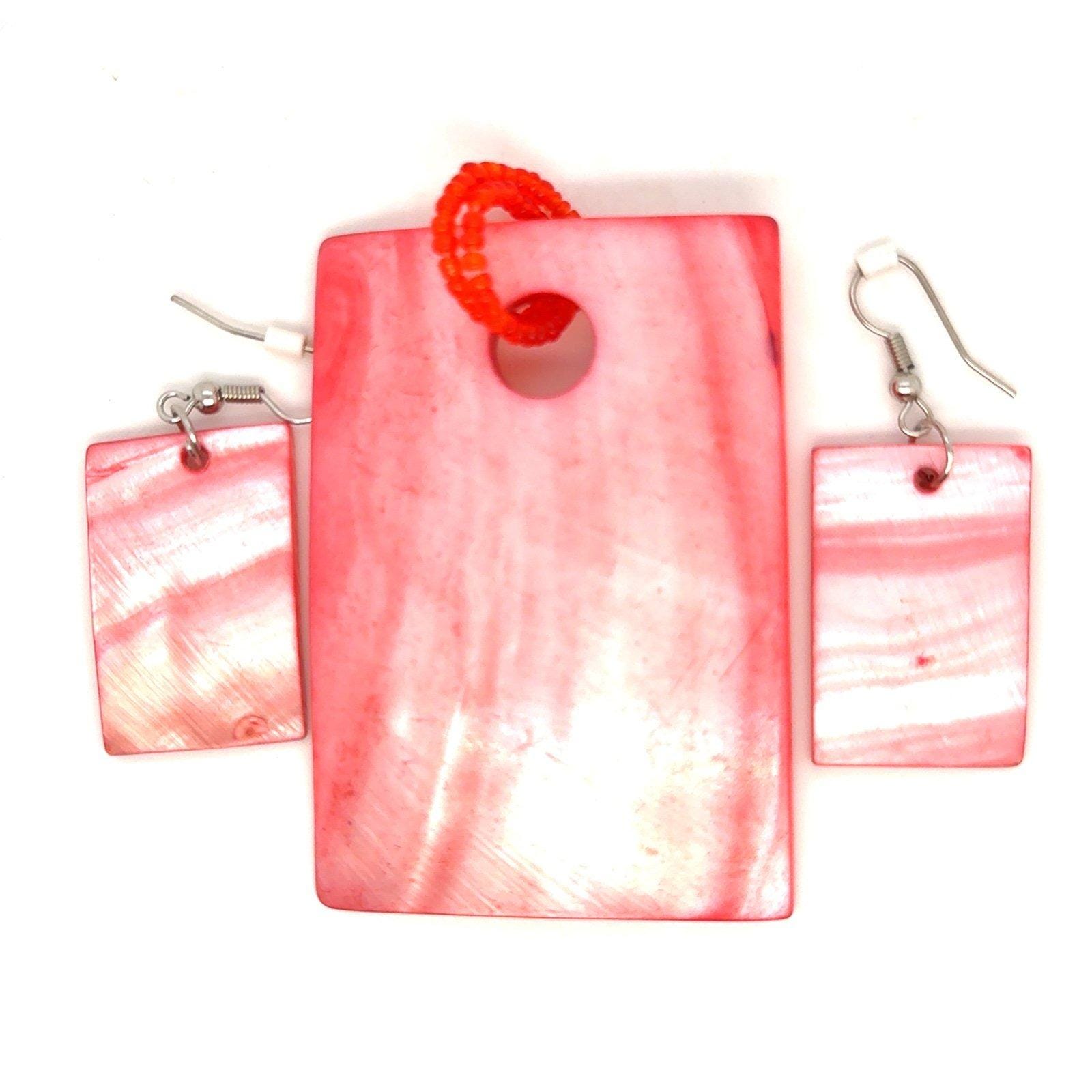 Pink Shell Pendant & Earrings Set