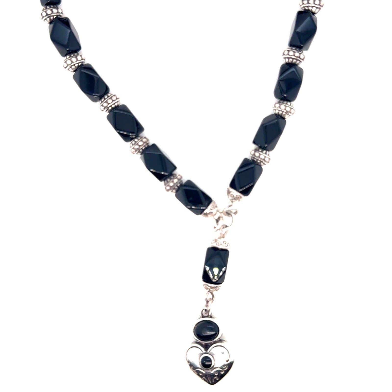 Brighton Black Bead Heart Y Necklace