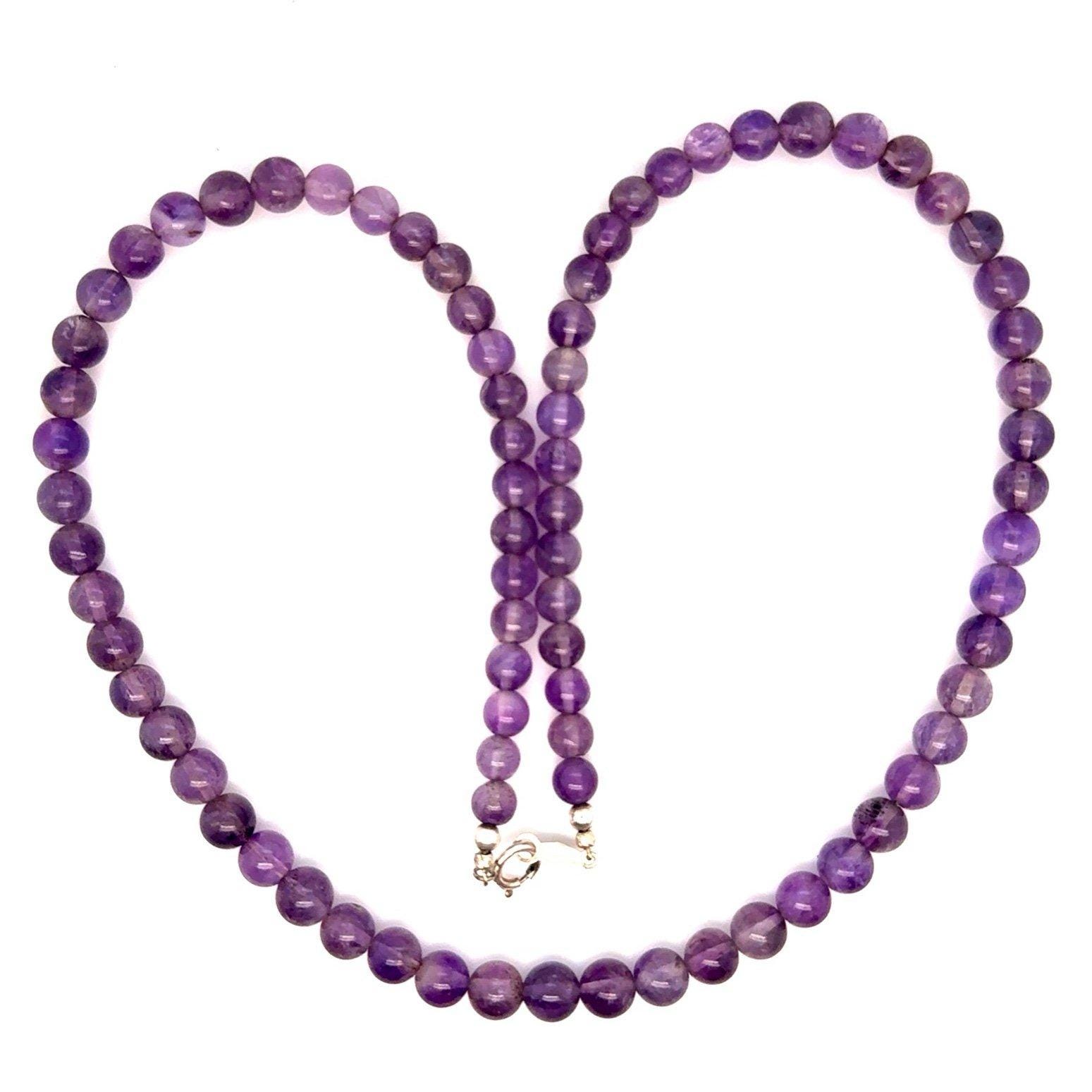 Silver 925 Clasps Amethysts Beaded Necklace