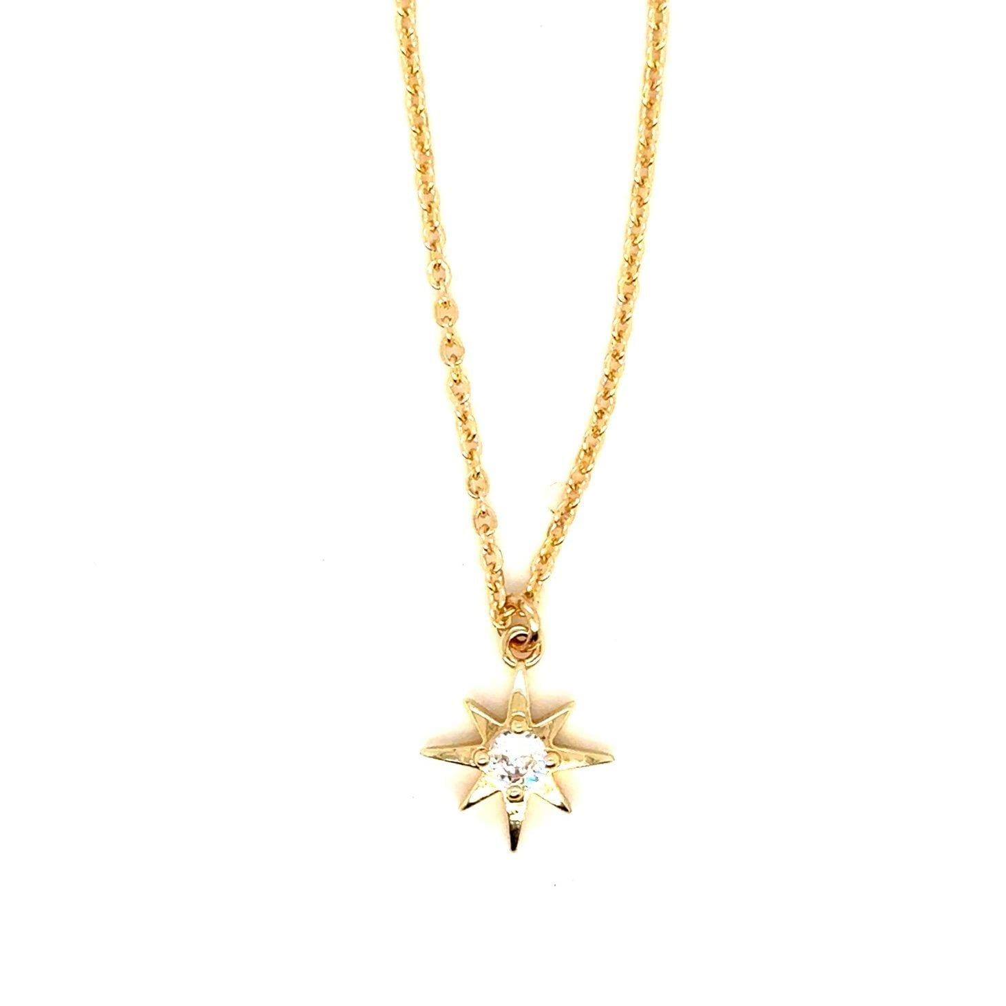 Gold Starburst Cz Necklace