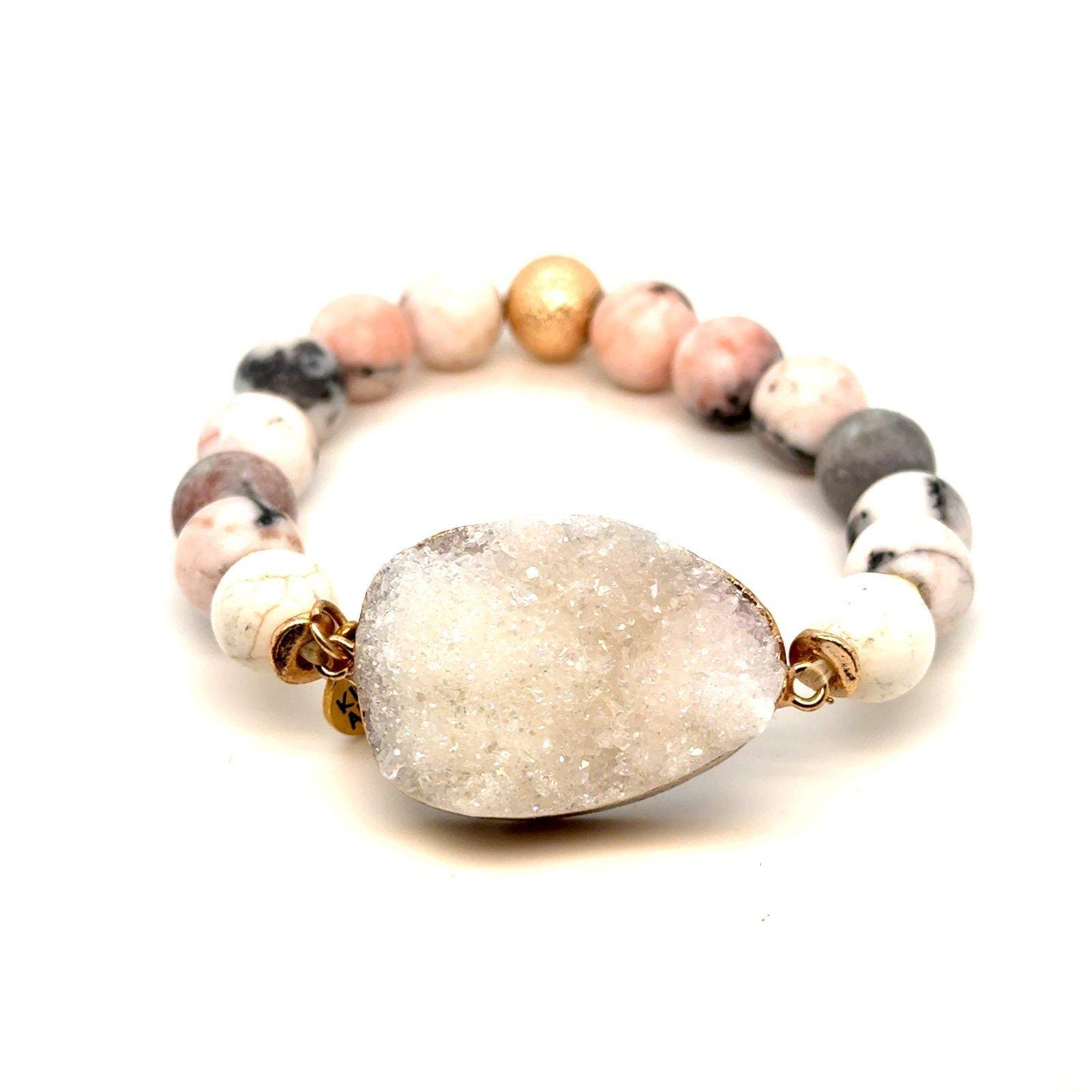 Kinsley Armelle White Stone Quartz Beaded Bracelet