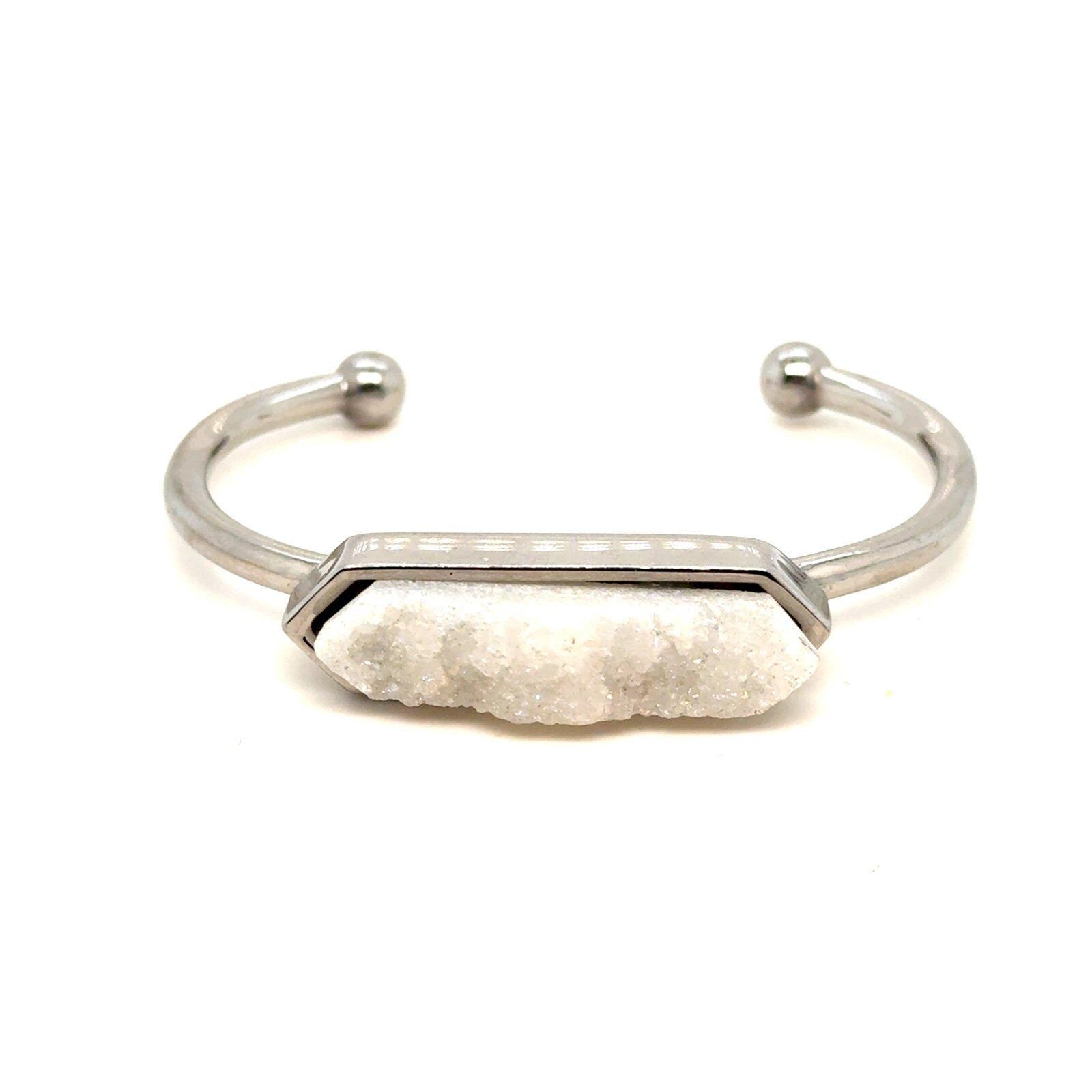 Kinsley Armelle White Stone Silver Cuff