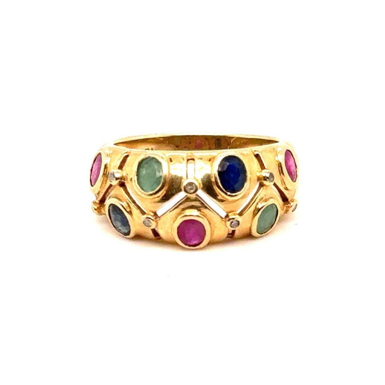 Stunning 10K Gold Diamonds/Sapphires/Emeralds/Rubies Ring