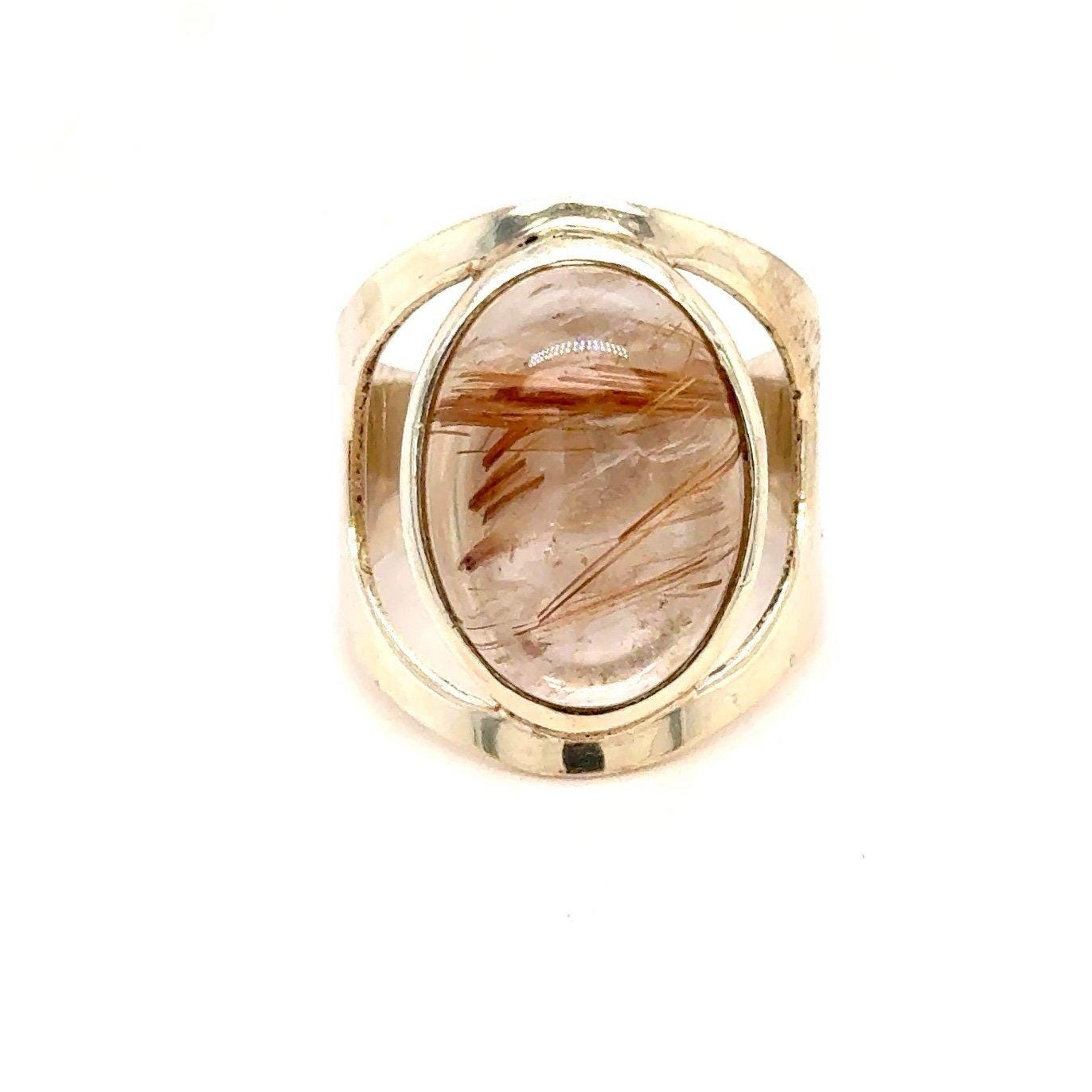 Silver 925 Brown Oval Stone Ring