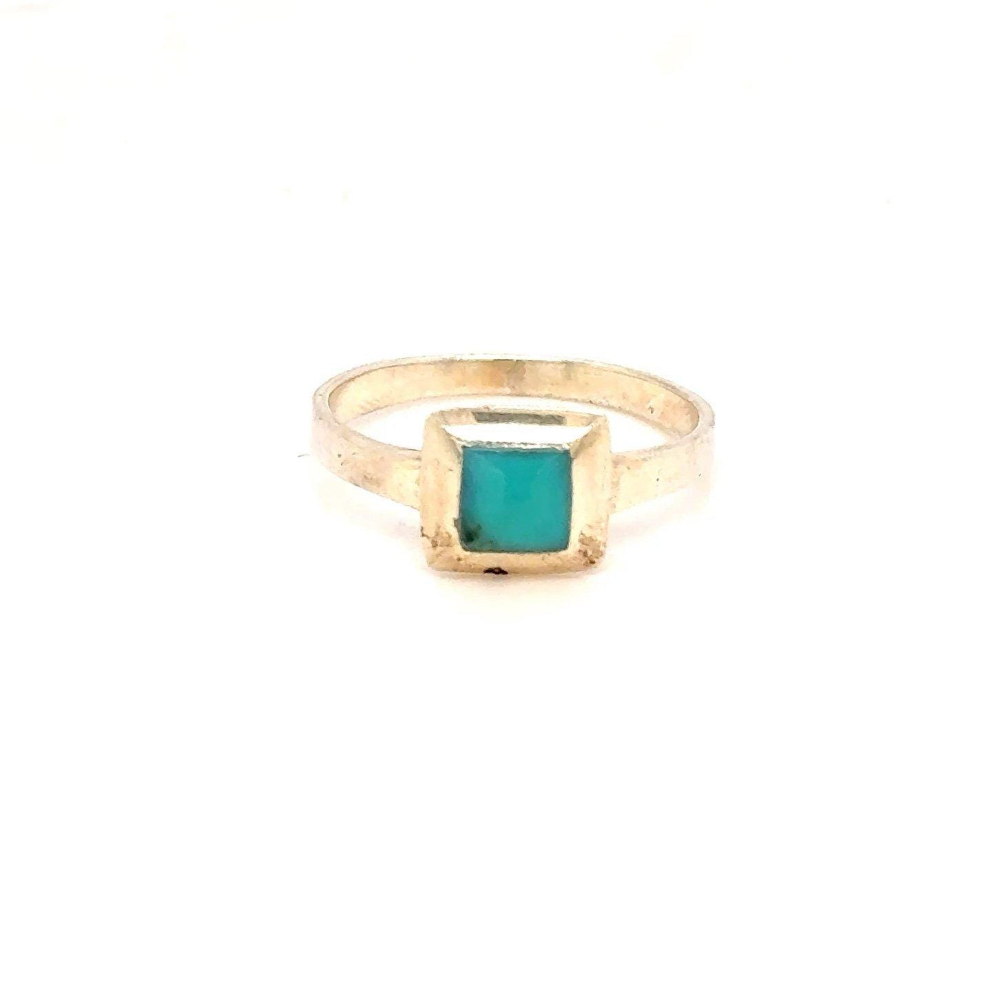 Silver 925 Square Turquoise Color Ring